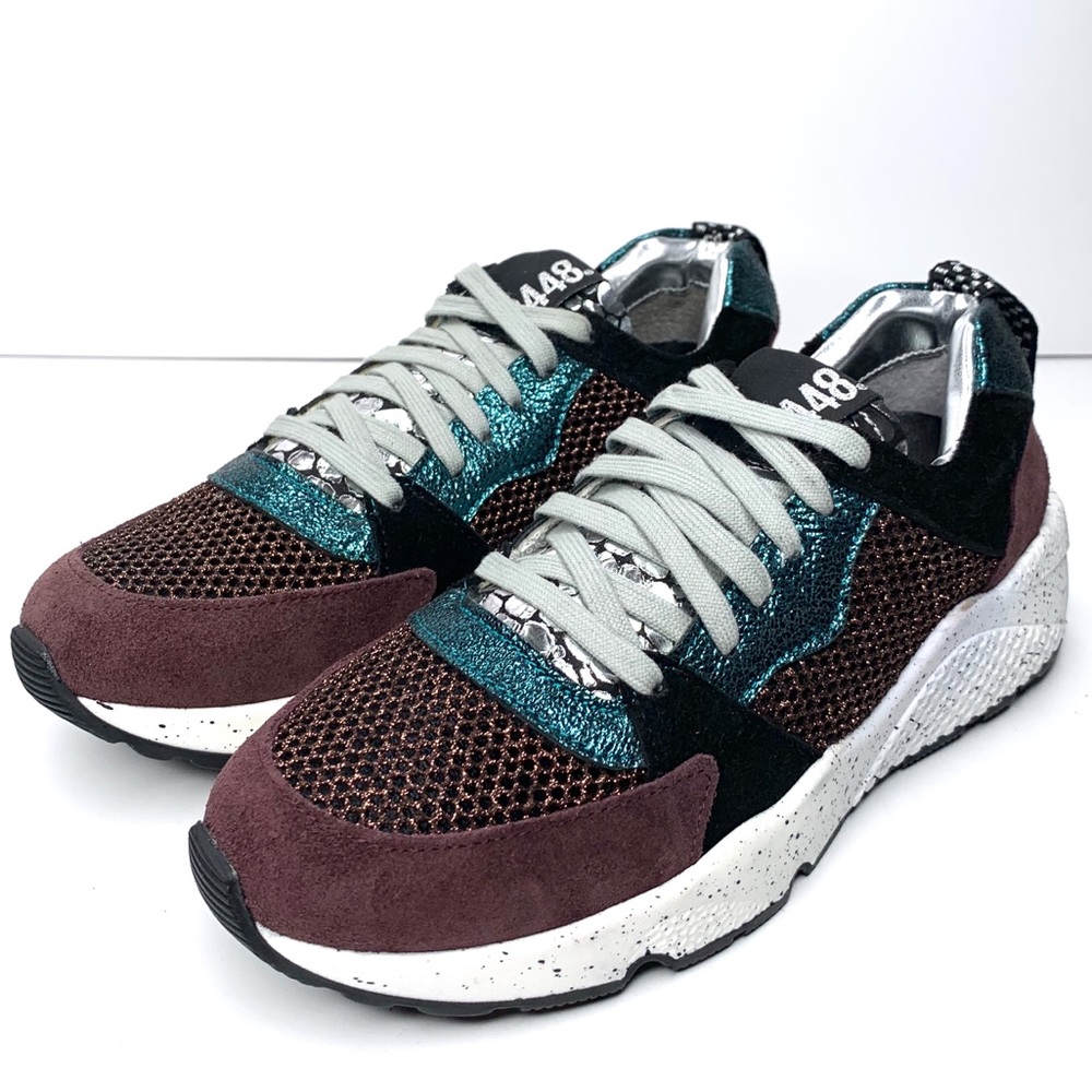 P448 Alex Sneakers Oil Metallic Mesh Lace Up Shoes